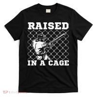 Raised In A Cage Baseball Training Batter Catcher Pitch T-Shirt thumb 0