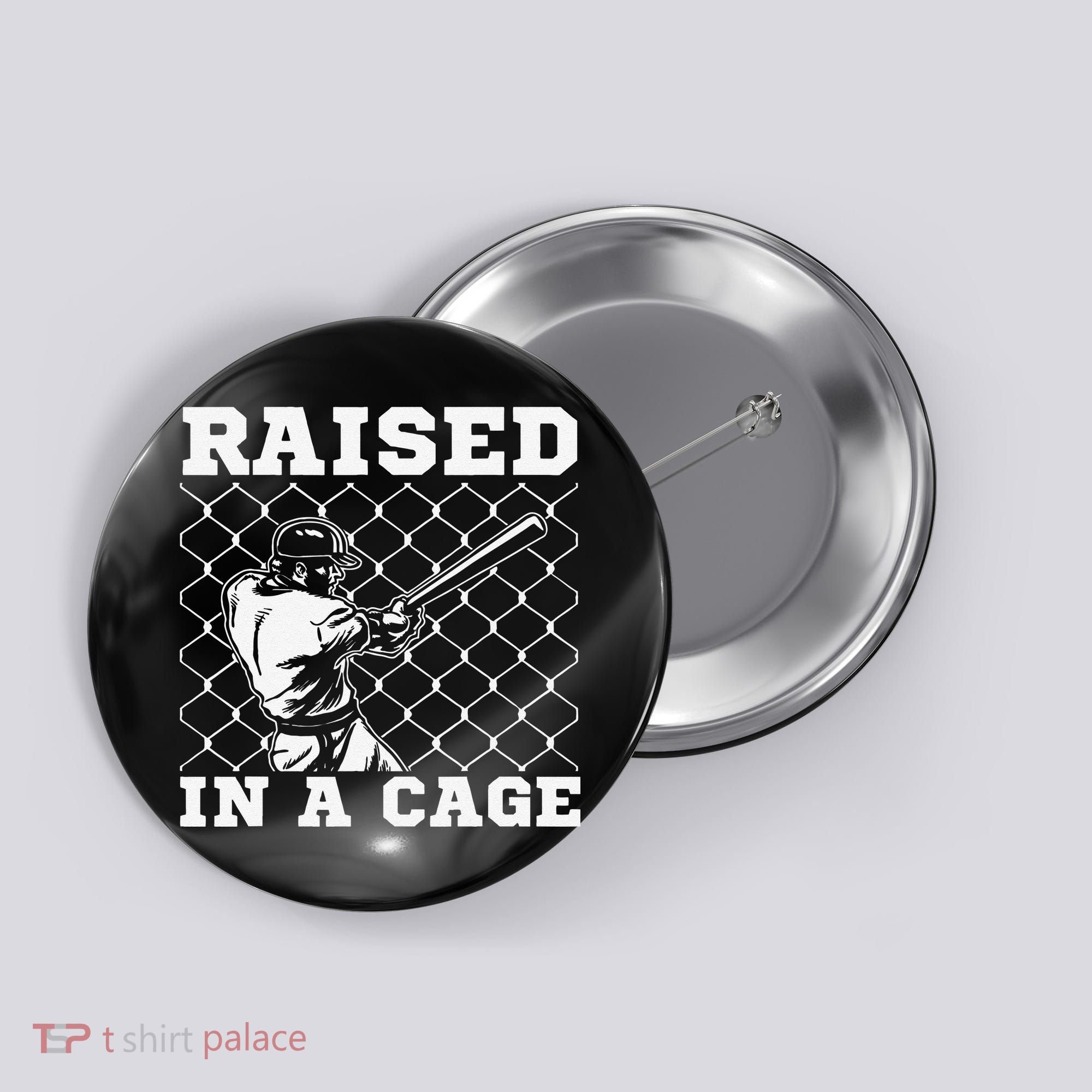 Raised In A Cage Baseball Training Batter Catcher Pitch Button