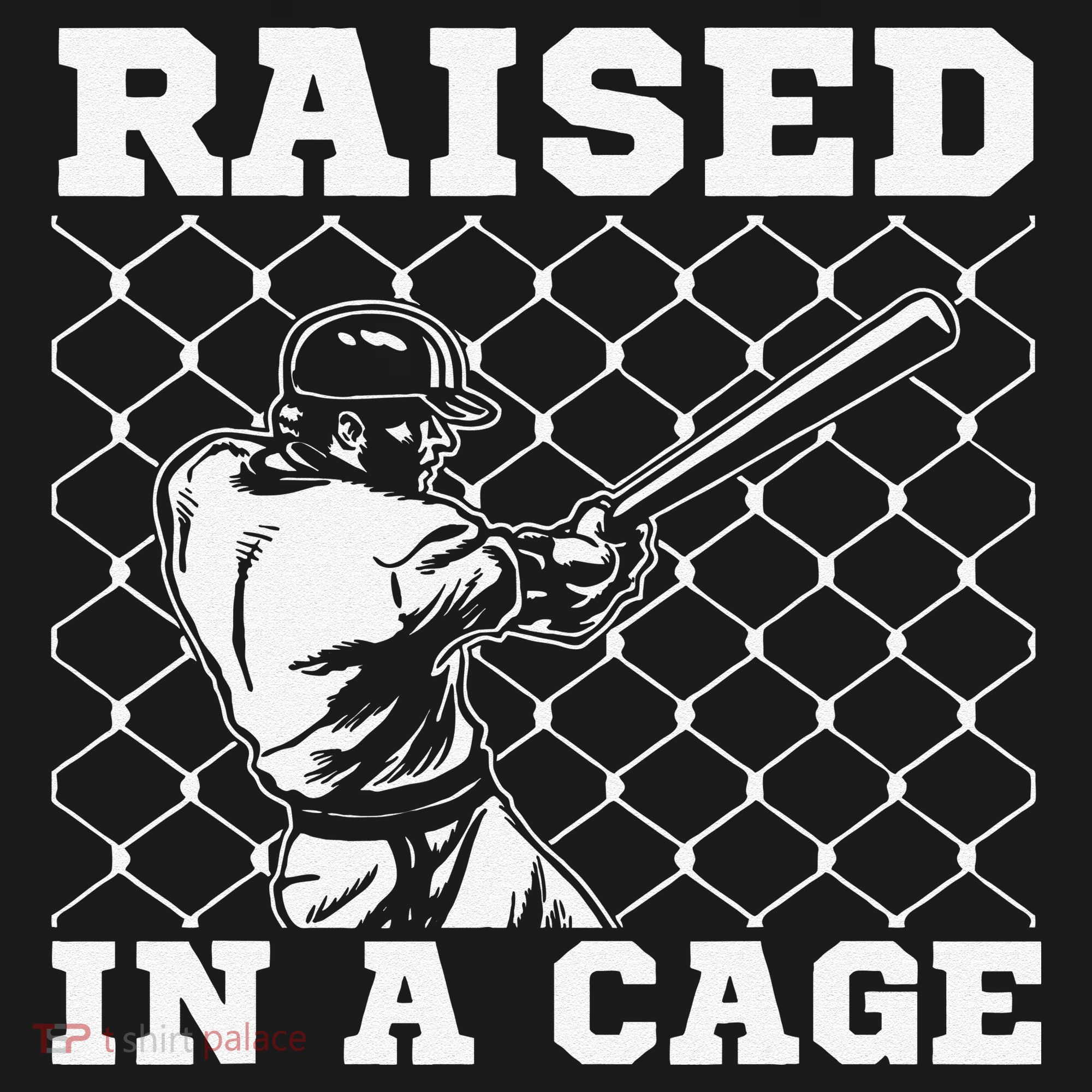 Raised In A Cage Baseball Training Batter Catcher Pitch Bucket Hat