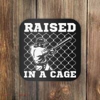 Raised In A Cage Baseball Training Batter Catcher Pitch Coaster thumb 0