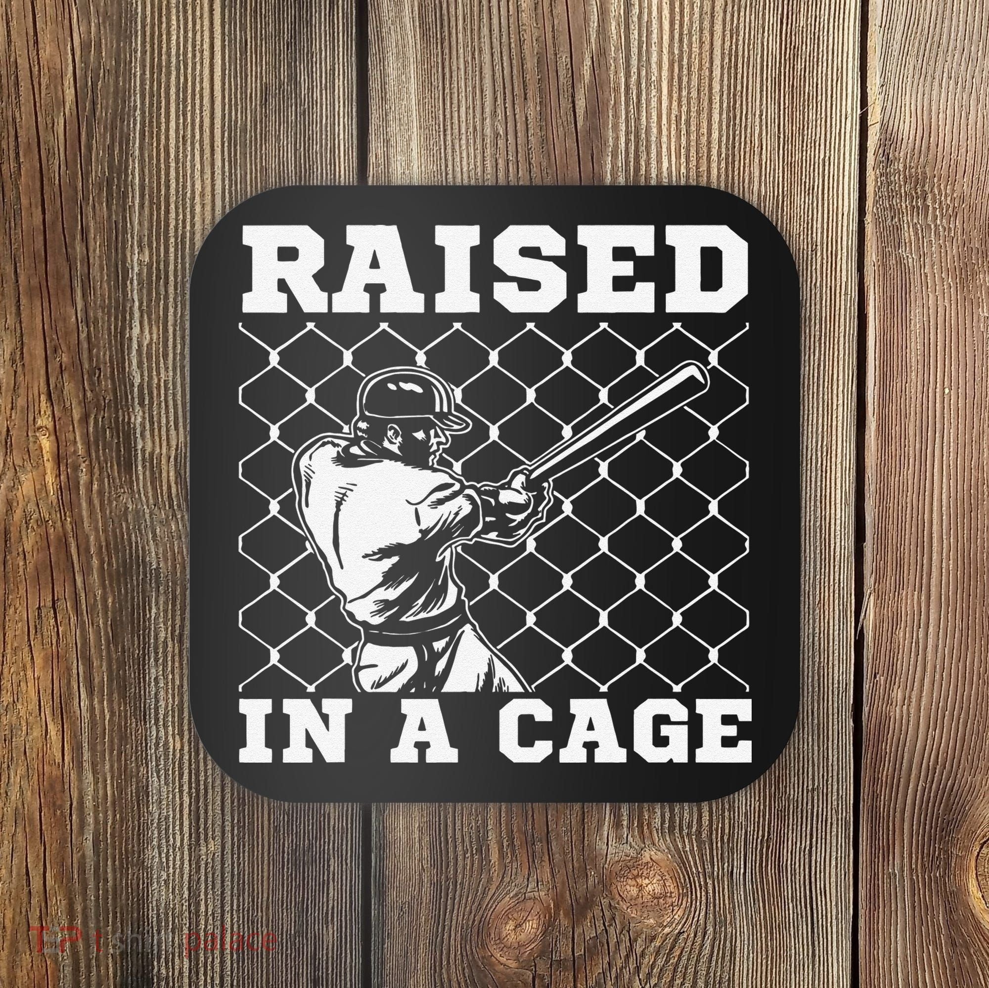 Raised In A Cage Baseball Training Batter Catcher Pitch Coaster