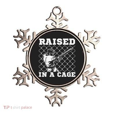 Raised In A Cage Baseball Training Batter Catcher Pitch Ornament