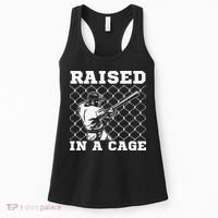 Raised In A Cage Baseball Training Batter Catcher Pitch Women's Tank Top thumb 0