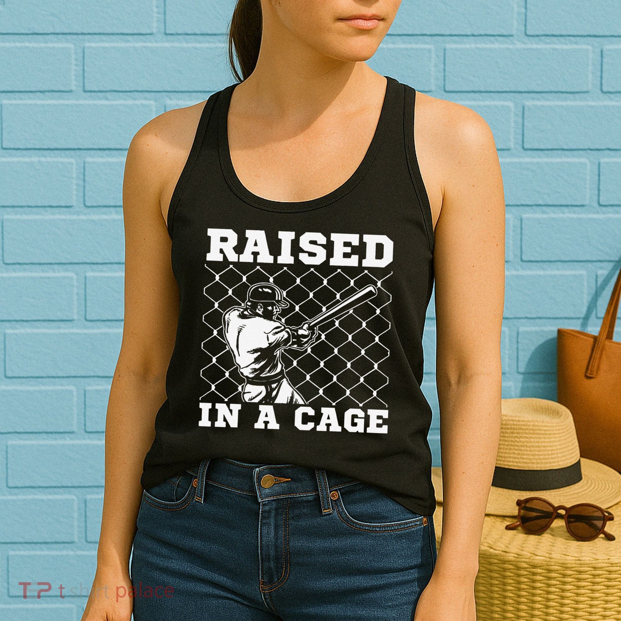 Raised In A Cage Baseball Training Batter Catcher Pitch Women's Tank Top