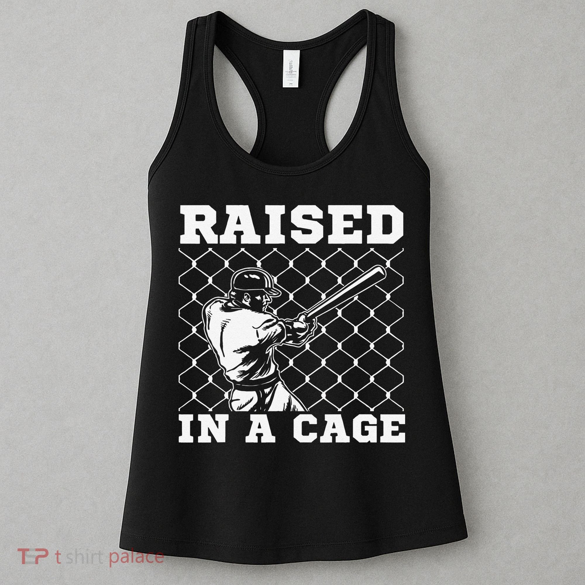 Raised In A Cage Baseball Training Batter Catcher Pitch Women's Tank Top