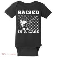 Raised In A Cage Baseball Training Batter Catcher Pitch Baby Bodysuit thumb 0