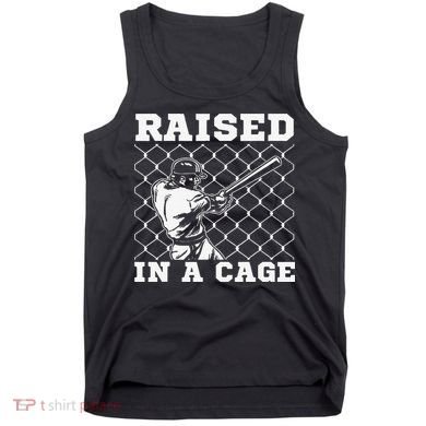 Raised In A Cage Baseball Training Batter Catcher Pitch Tank Top