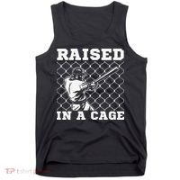 Raised In A Cage Baseball Training Batter Catcher Pitch Tank Top thumb 0