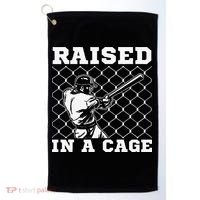Raised In A Cage Baseball Training Batter Catcher Pitch Golf Towel thumb 0