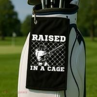 Raised In A Cage Baseball Training Batter Catcher Pitch Golf Towel thumb 2
