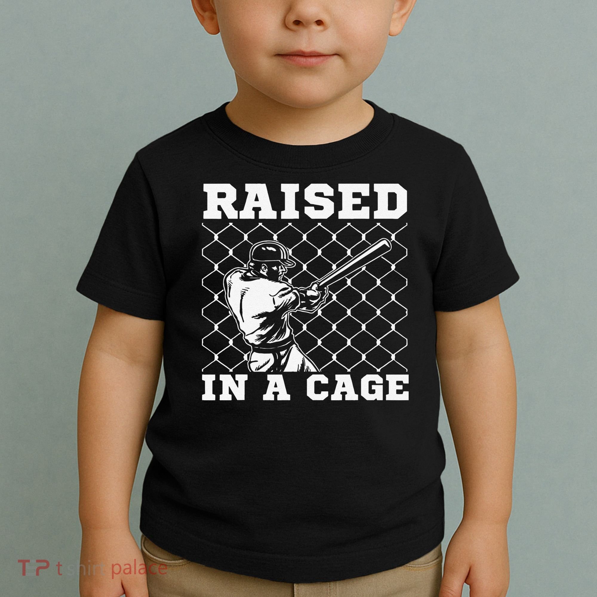 Raised In A Cage Baseball Training Batter Catcher Pitch Toddler T-Shirt