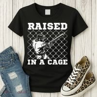 Raised In A Cage Baseball Training Batter Catcher Pitch Women's T-Shirt thumb 3