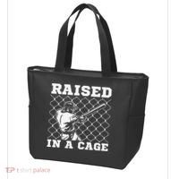 Raised In A Cage Baseball Training Batter Catcher Pitch Tote Bag thumb 3