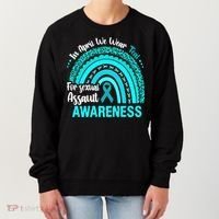 Rainbow In April We Wear Teal Sexual Assault Awareness Gift Women's Sweatshirt thumb 0