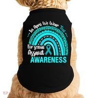 Rainbow In April We Wear Teal Sexual Assault Awareness Gift Doggie Tank thumb 0