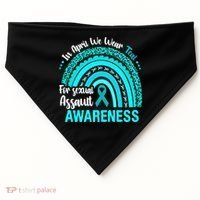Rainbow In April We Wear Teal Sexual Assault Awareness Gift USA-Made Doggie Bandana thumb 0
