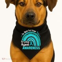 Rainbow In April We Wear Teal Sexual Assault Awareness Gift USA-Made Doggie Bandana thumb 1