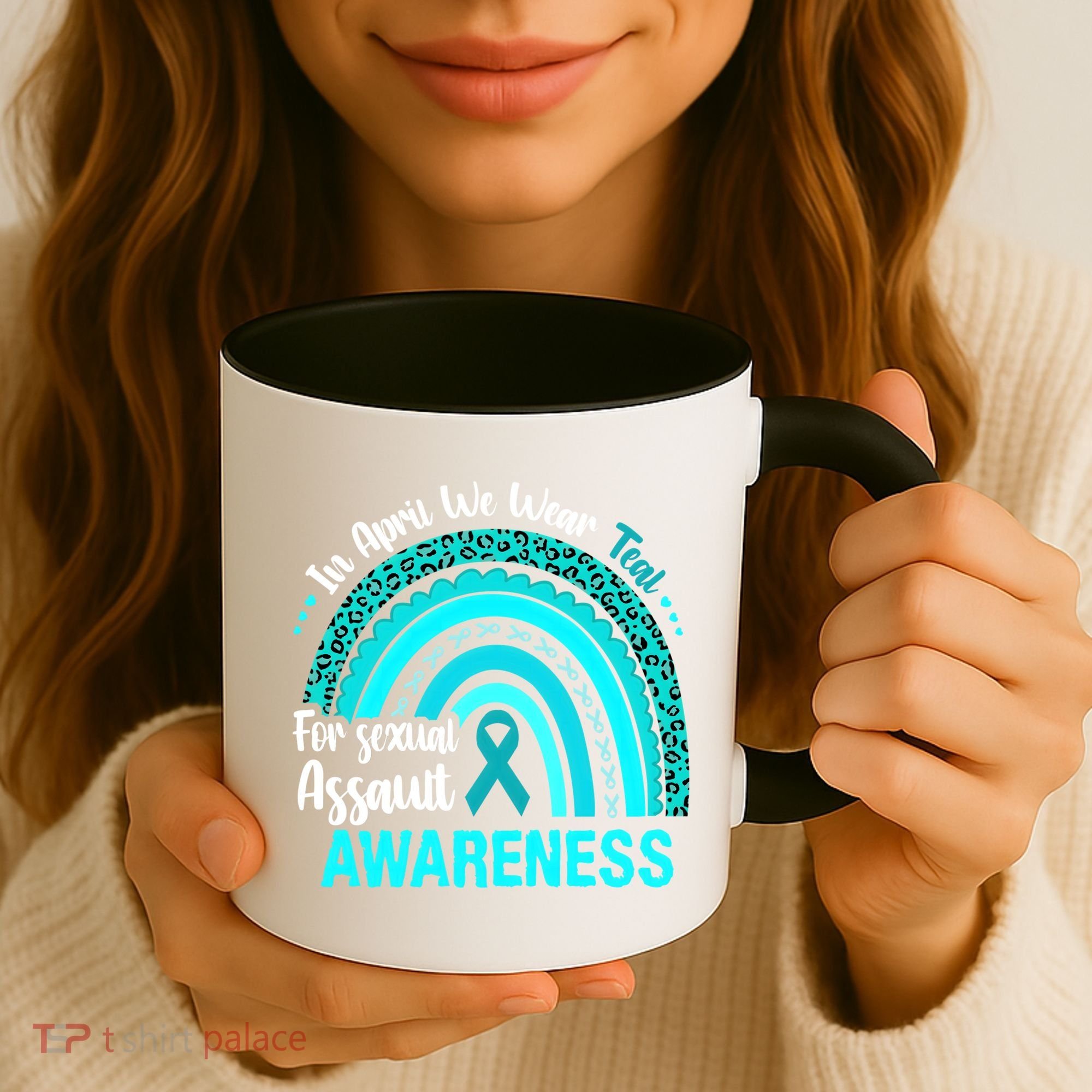 Rainbow In April We Wear Teal Sexual Assault Awareness Gift Coffee Mug
