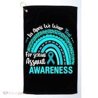 Rainbow In April We Wear Teal Sexual Assault Awareness Gift Golf Towel thumb 0