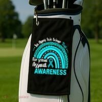 Rainbow In April We Wear Teal Sexual Assault Awareness Gift Golf Towel thumb 2