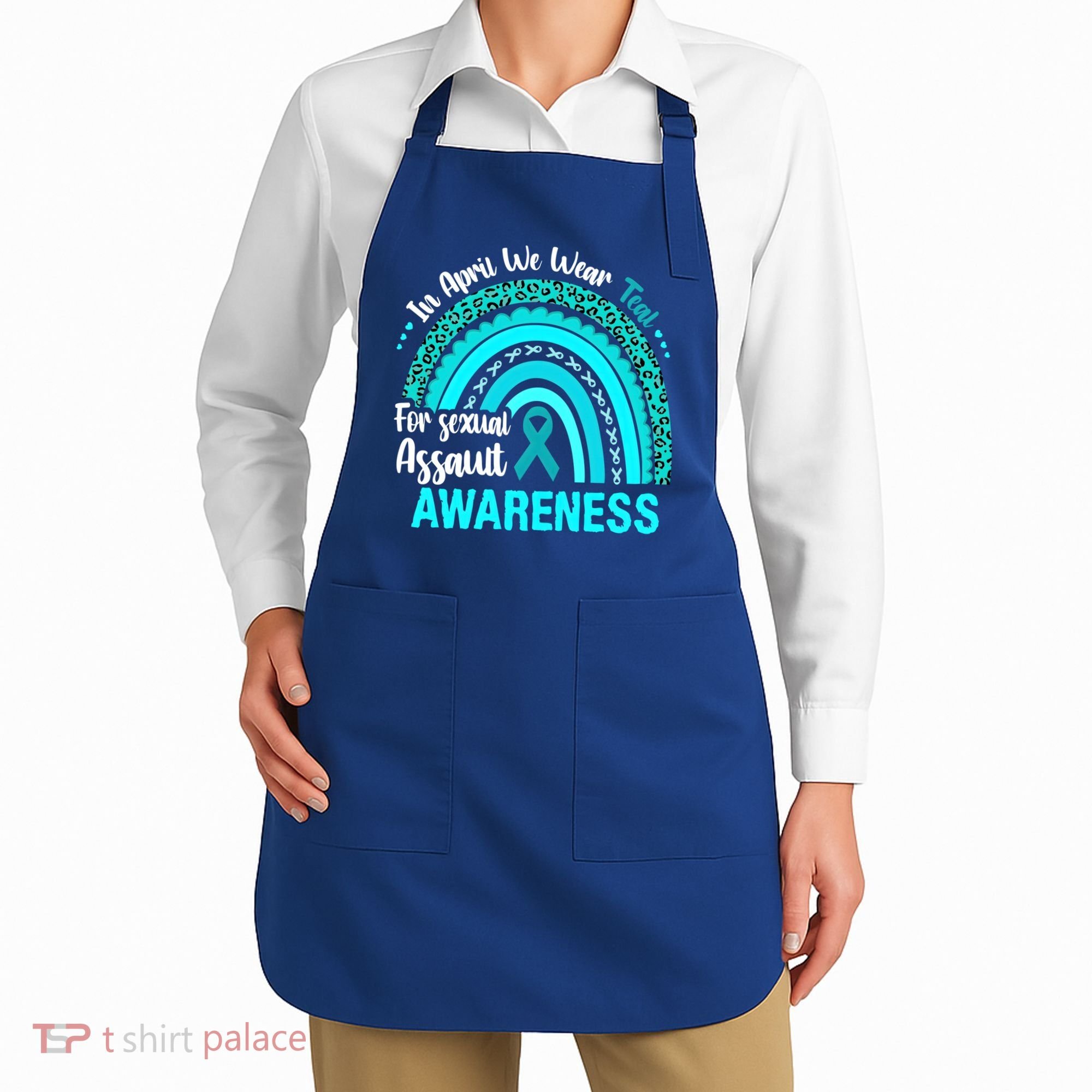 Rainbow In April We Wear Teal Sexual Assault Awareness Gift Apron