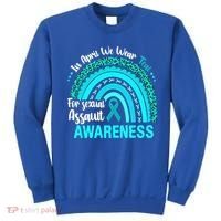 Rainbow In April We Wear Teal Sexual Assault Awareness Gift Sweatshirt thumb 0
