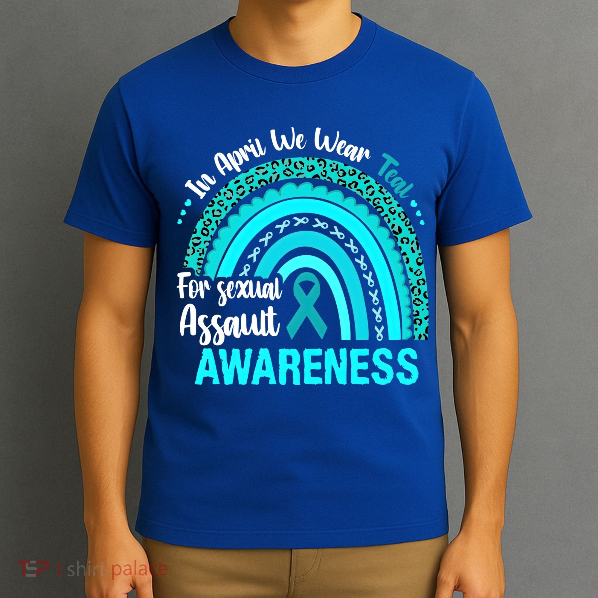 Rainbow In April We Wear Teal Sexual Assault Awareness Gift T-Shirt