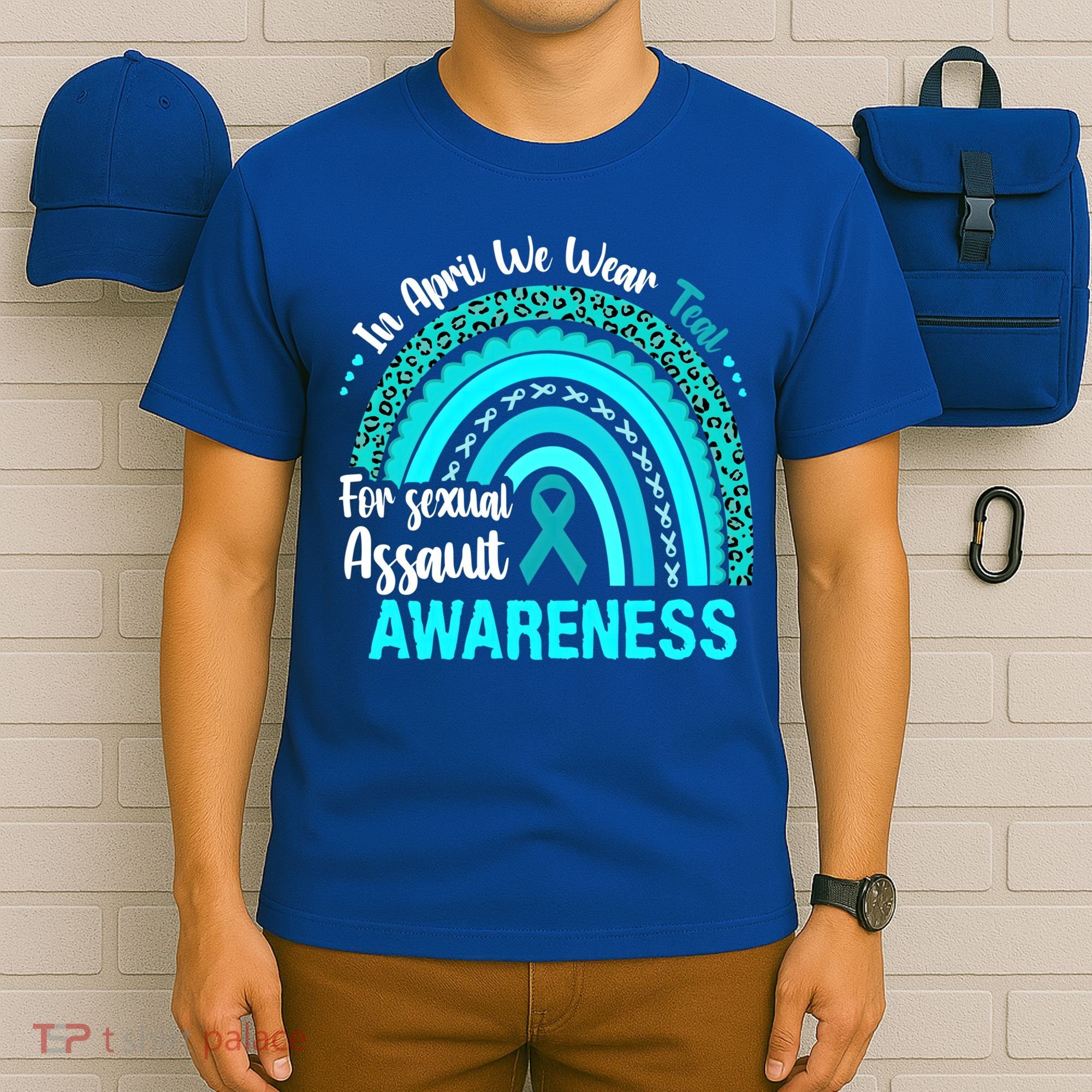 Rainbow In April We Wear Teal Sexual Assault Awareness Gift T-Shirt