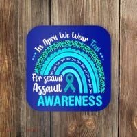 Rainbow In April We Wear Teal Sexual Assault Awareness Gift Coaster thumb 0