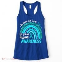 Rainbow In April We Wear Teal Sexual Assault Awareness Gift Women's Tank Top thumb 0