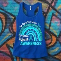 Rainbow In April We Wear Teal Sexual Assault Awareness Gift Women's Tank Top thumb 3