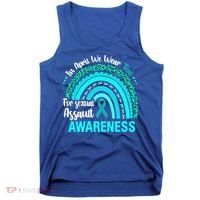Rainbow In April We Wear Teal Sexual Assault Awareness Gift Tank Top thumb 0
