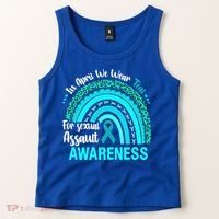 Rainbow In April We Wear Teal Sexual Assault Awareness Gift Tank Top thumb 2