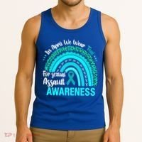 Rainbow In April We Wear Teal Sexual Assault Awareness Gift Tank Top thumb 3