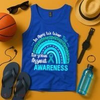 Rainbow In April We Wear Teal Sexual Assault Awareness Gift Tank Top thumb 4