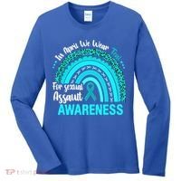 Rainbow In April We Wear Teal Sexual Assault Awareness Gift Women's Long Sleeve Shirt thumb 0