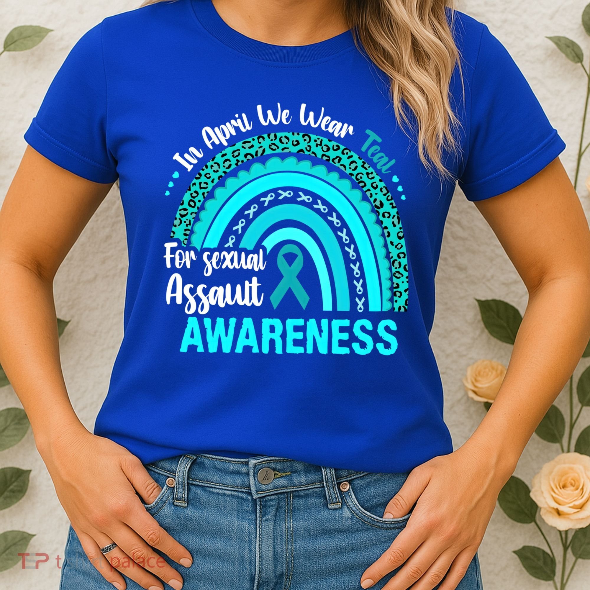 Rainbow In April We Wear Teal Sexual Assault Awareness Gift Women's T-Shirt