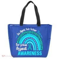 Rainbow In April We Wear Teal Sexual Assault Awareness Gift Tote Bag thumb 0