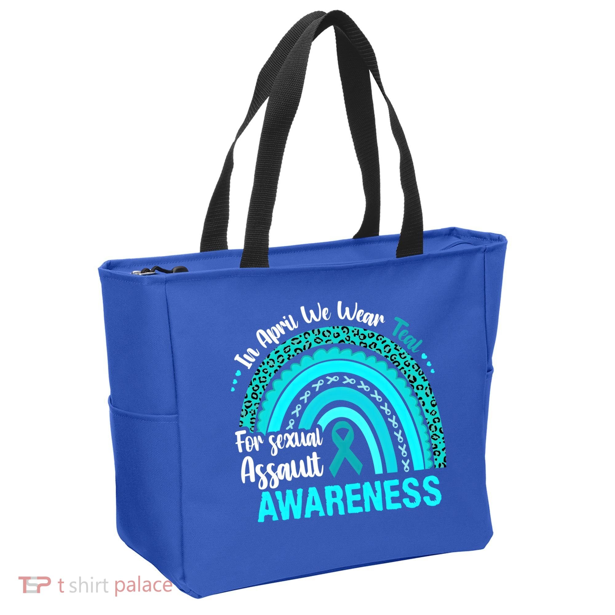 Rainbow In April We Wear Teal Sexual Assault Awareness Gift Tote Bag