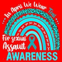 Rainbow In April We Wear Teal Sexual Assault Awareness Gift Santa Hat thumb 1