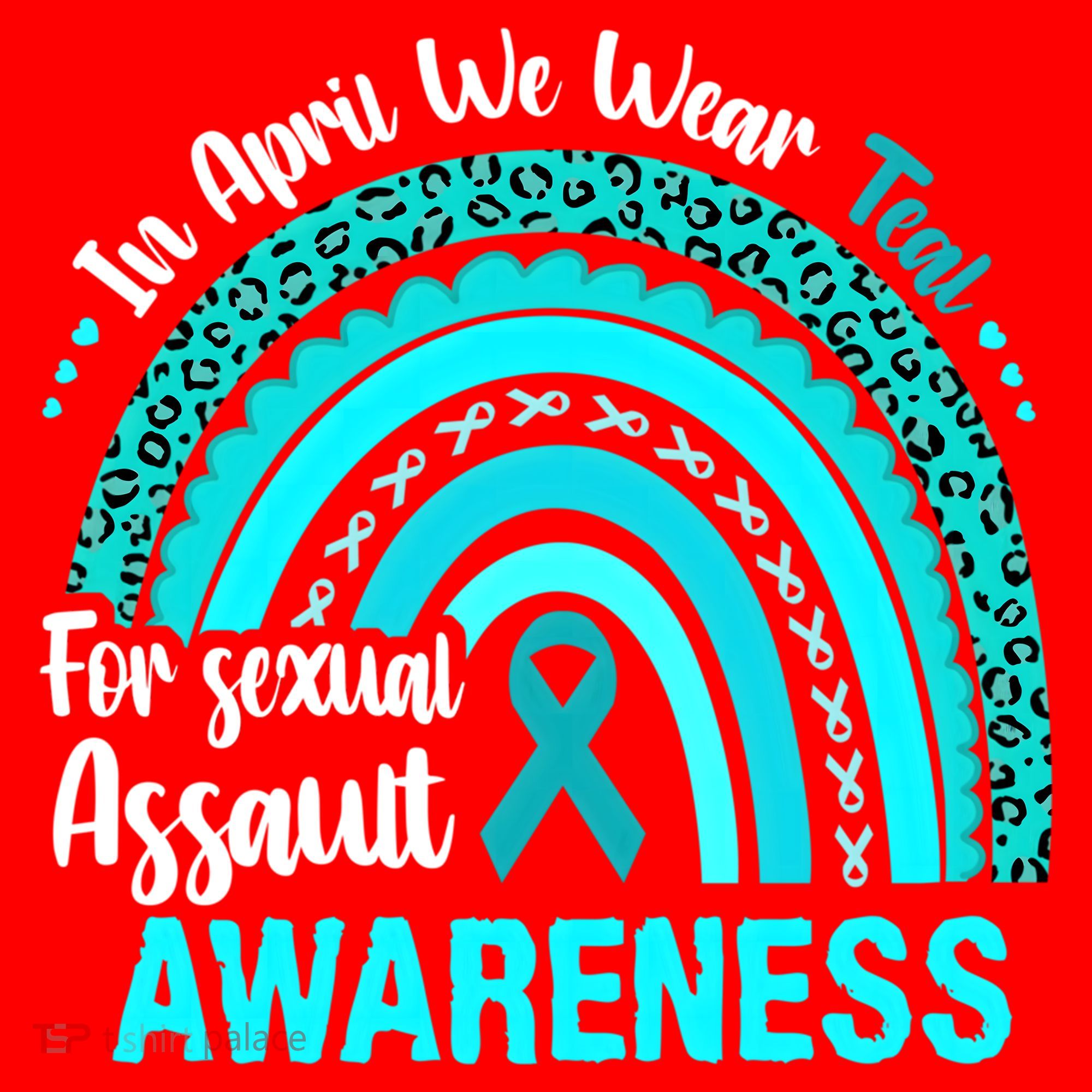 Rainbow In April We Wear Teal Sexual Assault Awareness Gift Santa Hat