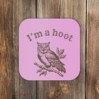 Retro IM A Hoot Owl Bird Pun Sarcastic Jokes Women Coaster thumb 0