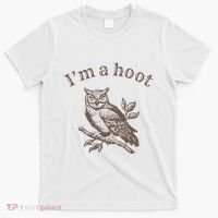 Retro IM A Hoot Owl Bird Pun Sarcastic Jokes Women T-Shirt thumb 0