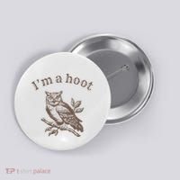 Retro IM A Hoot Owl Bird Pun Sarcastic Jokes Women Button thumb 0