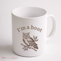 Retro IM A Hoot Owl Bird Pun Sarcastic Jokes Women Coffee Mug thumb 1