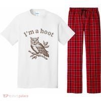 Retro IM A Hoot Owl Bird Pun Sarcastic Jokes Women Pajama Set thumb 0