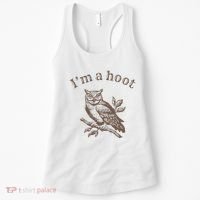 Retro IM A Hoot Owl Bird Pun Sarcastic Jokes Women Women's Tank Top thumb 0