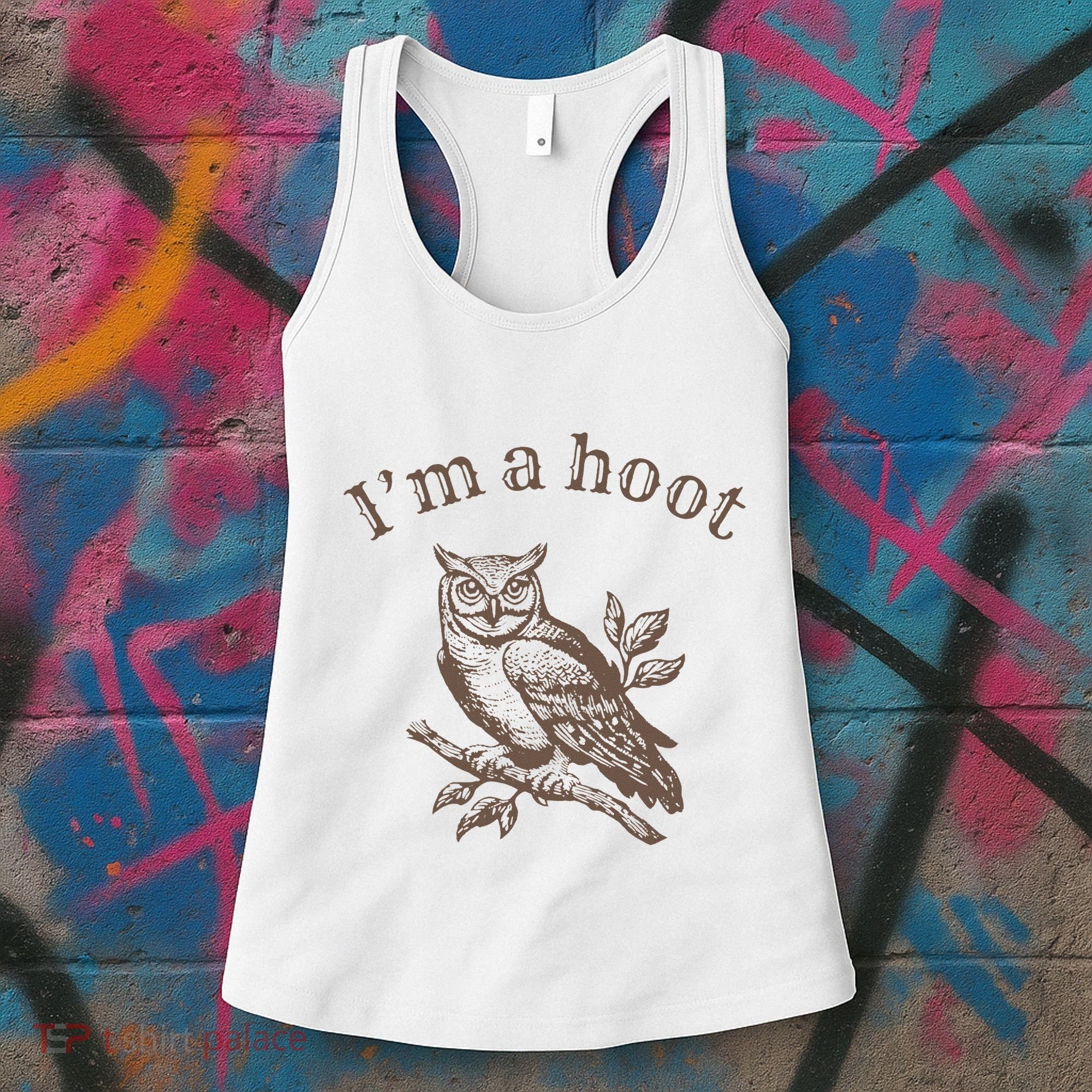 Retro IM A Hoot Owl Bird Pun Sarcastic Jokes Women Women's Tank Top