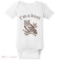 Retro IM A Hoot Owl Bird Pun Sarcastic Jokes Women Baby Bodysuit thumb 0