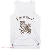 Retro IM A Hoot Owl Bird Pun Sarcastic Jokes Women Tank Top thumb 0